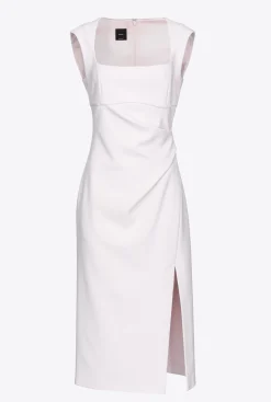 Tailleurs Et Ensembles|PINKO Robe Midi Fendue Rose Nuage