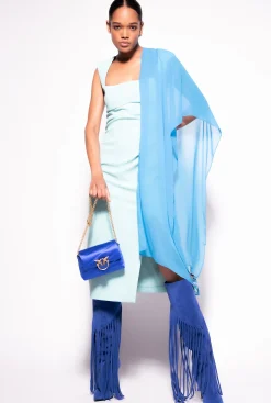 Robes|PINKO Robe Midi Fendue Bleu Nil