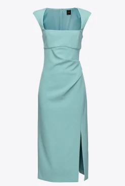 Robes|PINKO Robe Midi Fendue Bleu Nil
