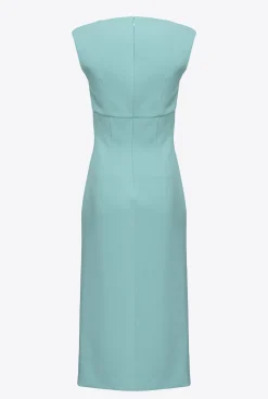 Robes|PINKO Robe Midi Fendue Bleu Nil