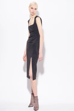 Tailleurs Et Ensembles|PINKO Robe Midi Fendue Noir Limousine