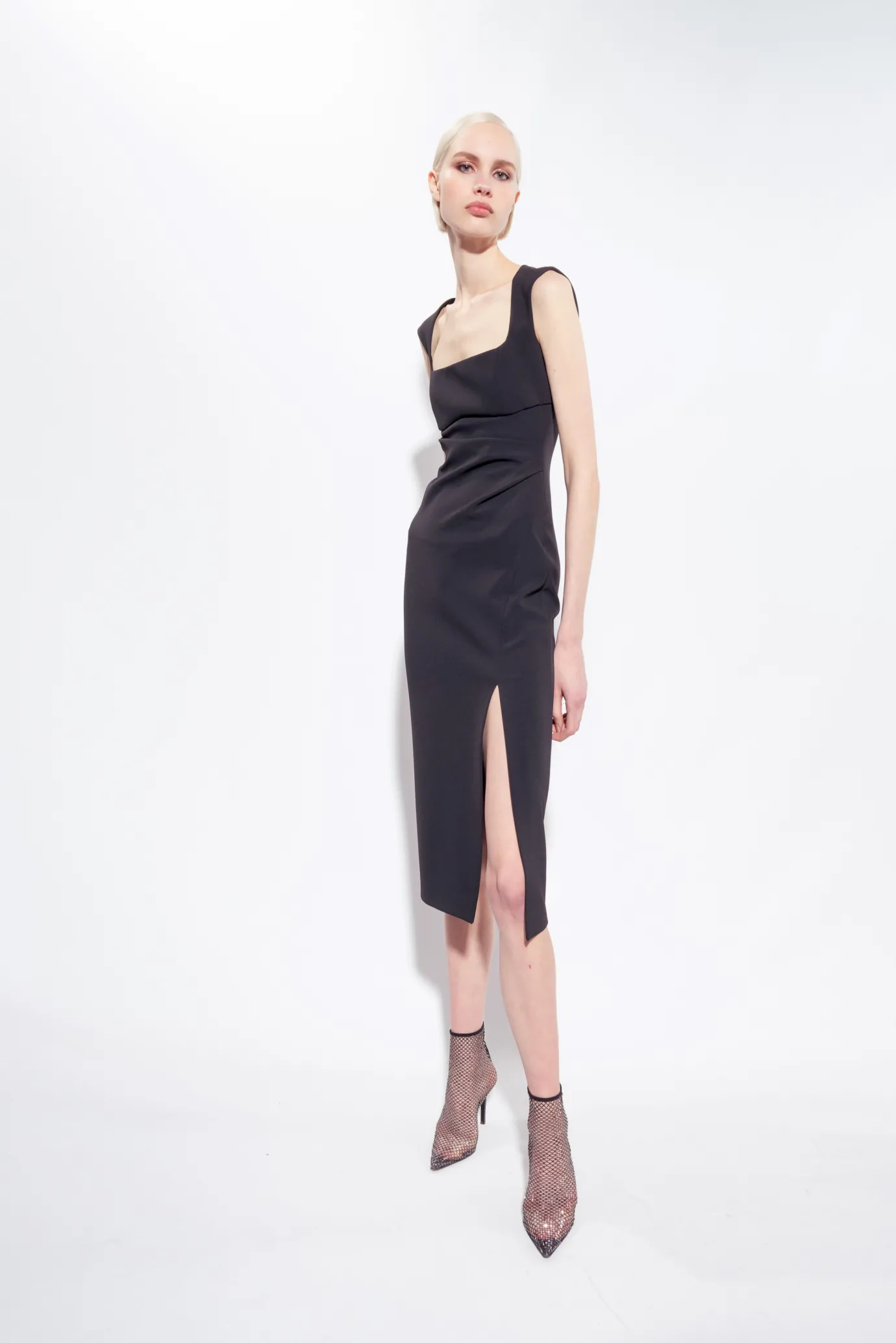Tailleurs Et Ensembles|PINKO Robe Midi Fendue Noir Limousine
