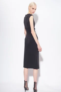 Tailleurs Et Ensembles|PINKO Robe Midi Fendue Noir Limousine