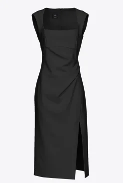 Tailleurs Et Ensembles|PINKO Robe Midi Fendue Noir Limousine
