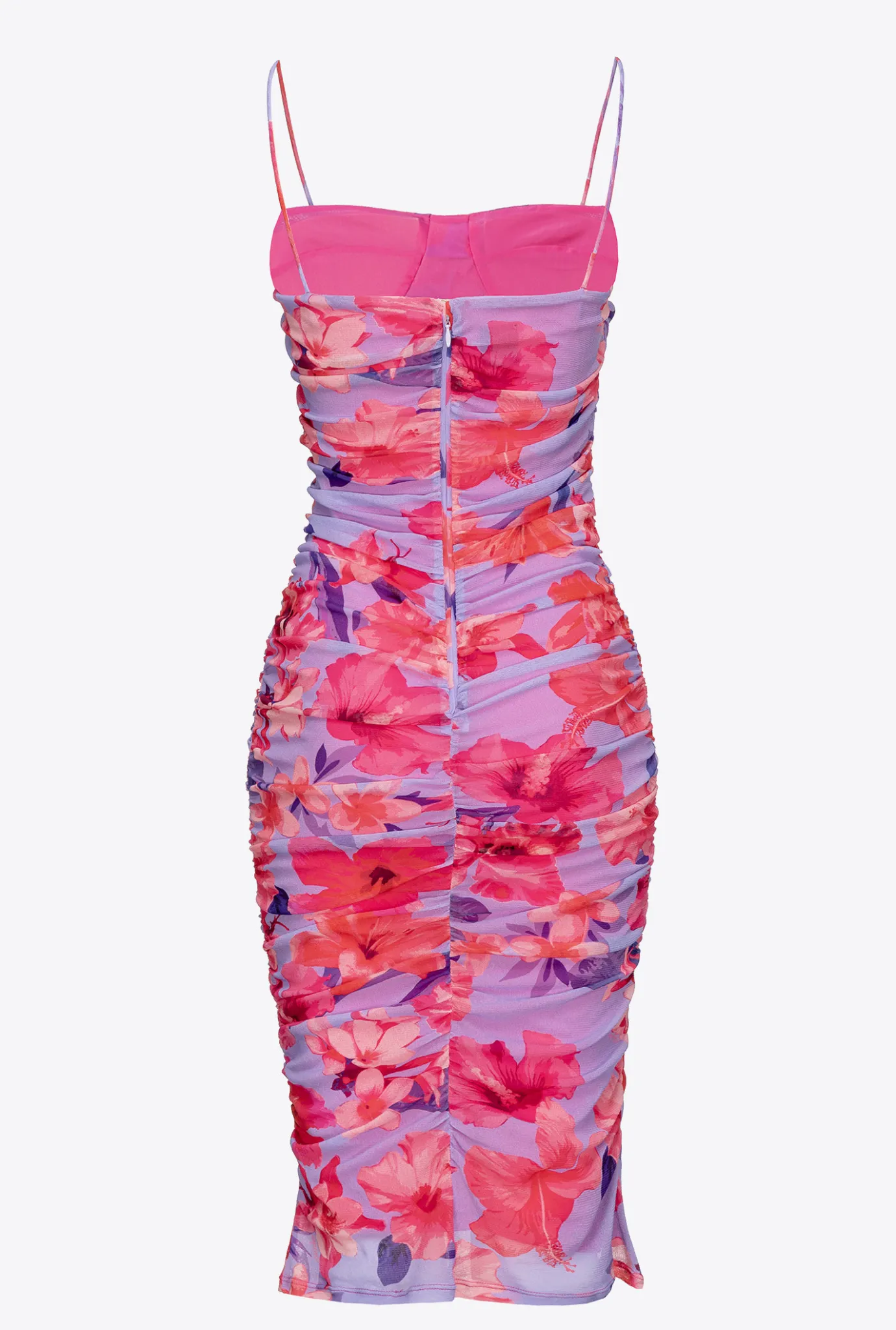 Robes|PINKO Robe Mi-Longue A Imprime Floral Lilas/Rose Clair/Fuchsia