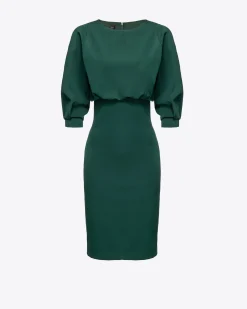 Robes|PINKO Robe Mi-Longue A Jupe Fourreau Vert Ponderosa