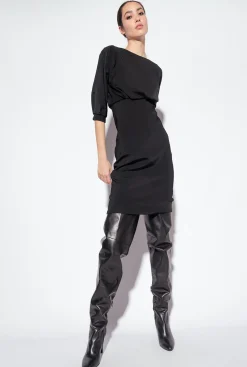 Robes|PINKO Robe Mi-Longue A Jupe Fourreau Noir Limousine