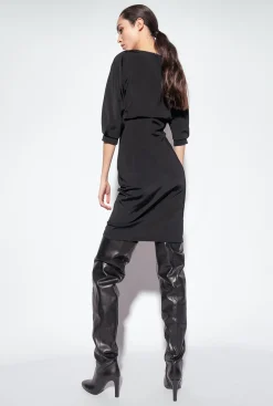 Robes|PINKO Robe Mi-Longue A Jupe Fourreau Noir Limousine