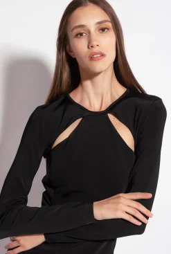Robes|PINKO Robe Mi-Longue En Neoprene Fluide Noir Limousine