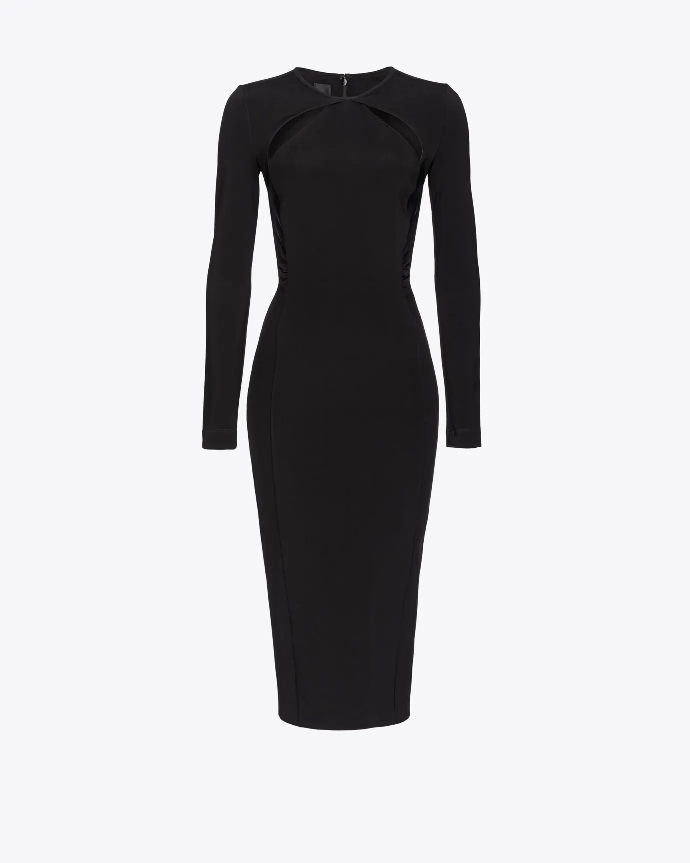 Robes|PINKO Robe Mi-Longue En Neoprene Fluide Noir Limousine