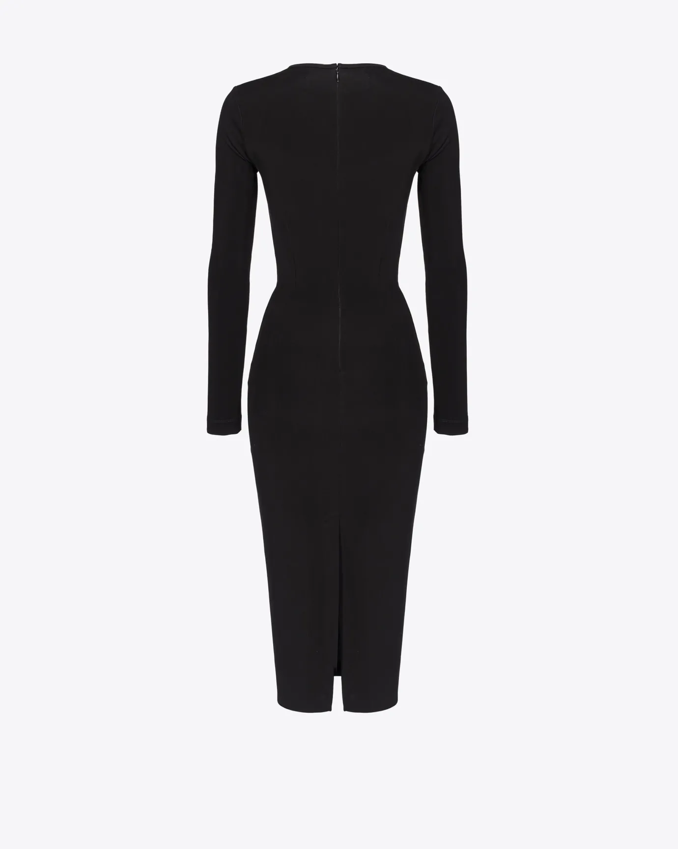 Robes|PINKO Robe Mi-Longue En Neoprene Fluide Noir Limousine