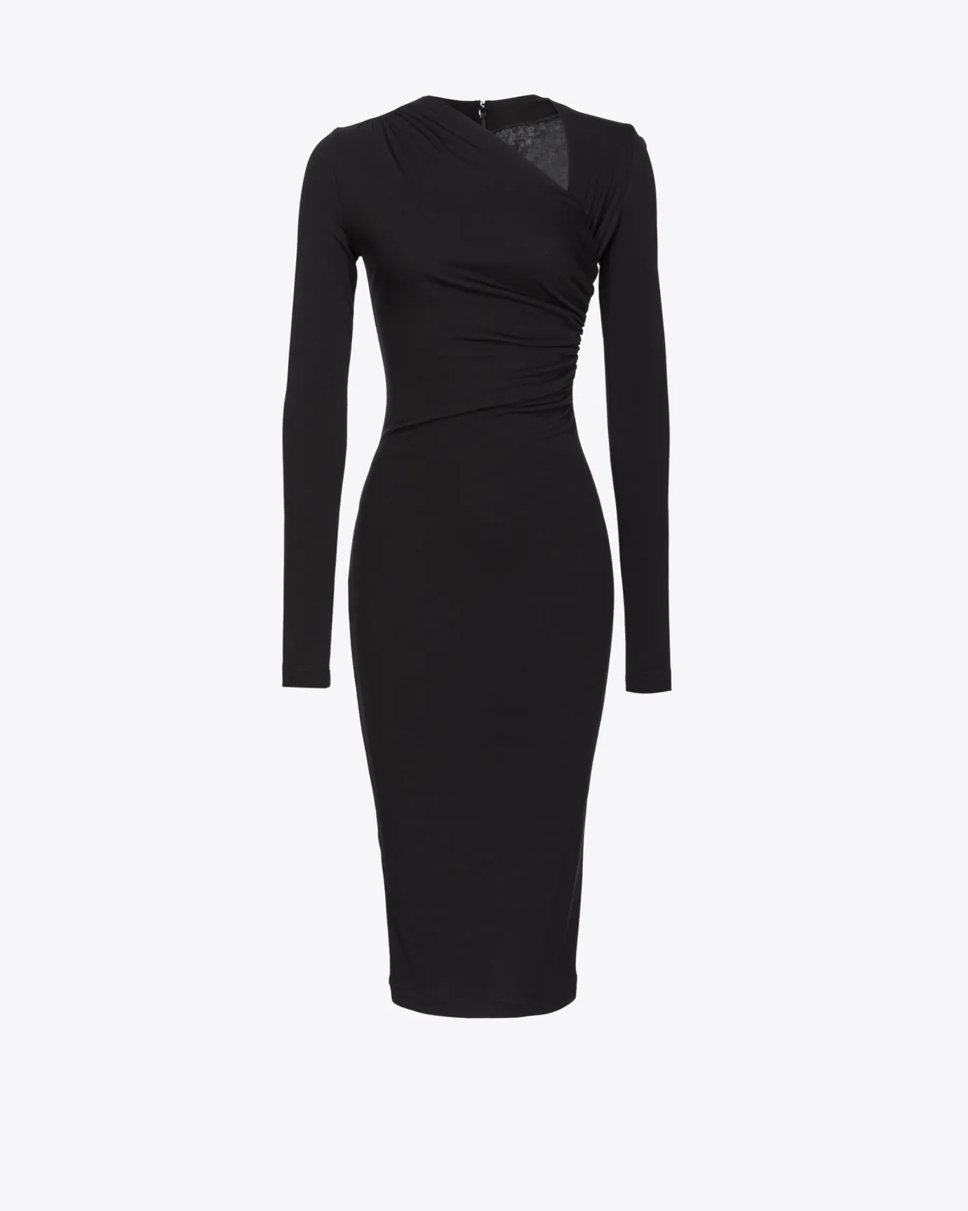 Robes|PINKO Robe Mi-Longue Froncee Sur Le Cote Noir Limousine