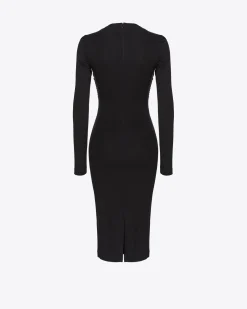Robes|PINKO Robe Mi-Longue Froncee Sur Le Cote Noir Limousine
