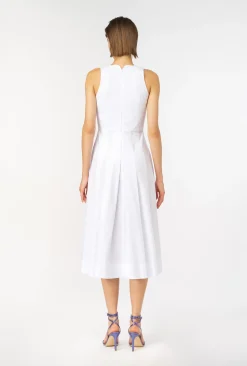 Robes|PINKO Robe Plissee En Popeline Blanc Brill.