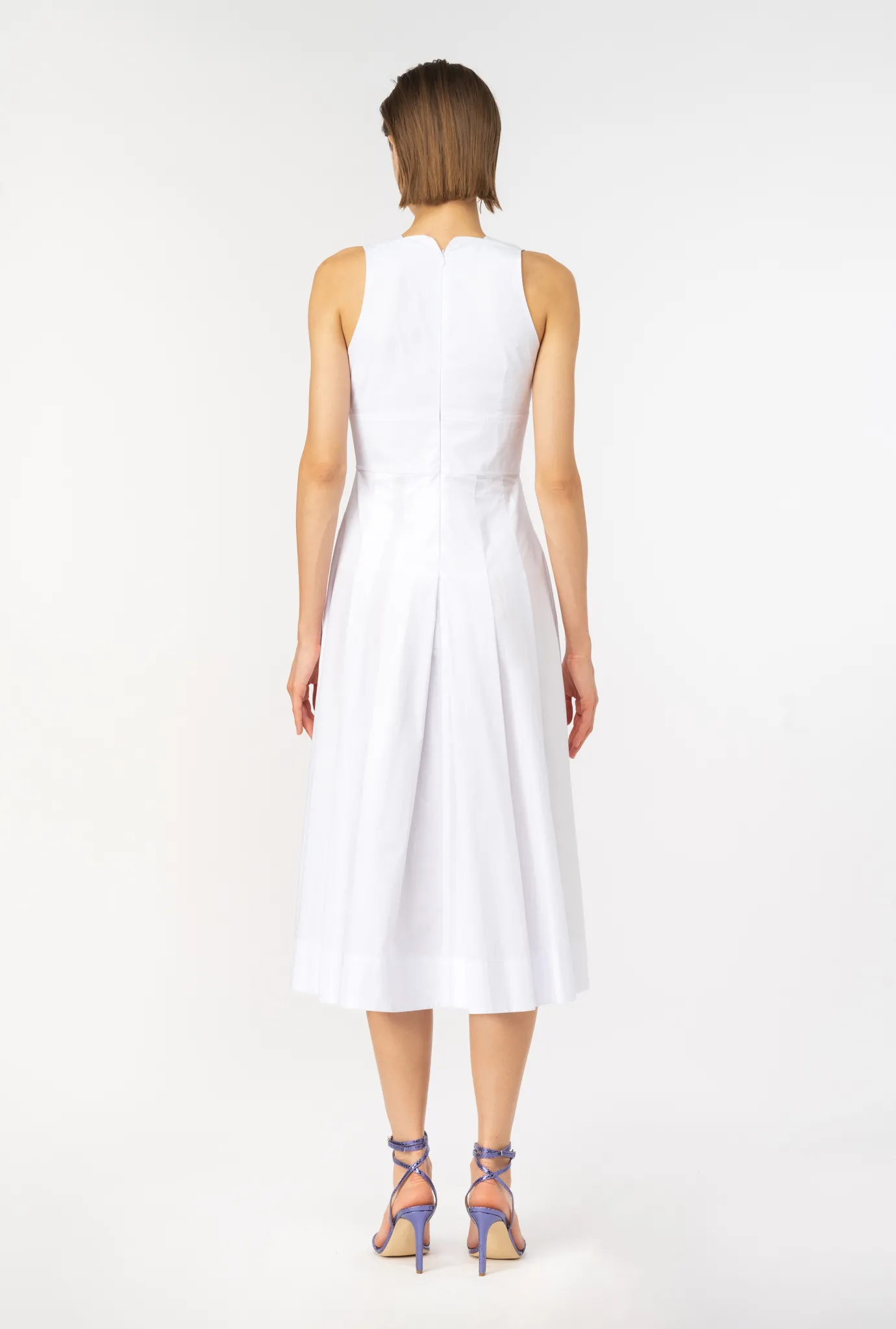 Robes|PINKO Robe Plissee En Popeline Blanc Brill.