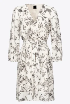 Robes|PINKO Robe Portefeuille A Imprime Tatouage Beurre/Noir