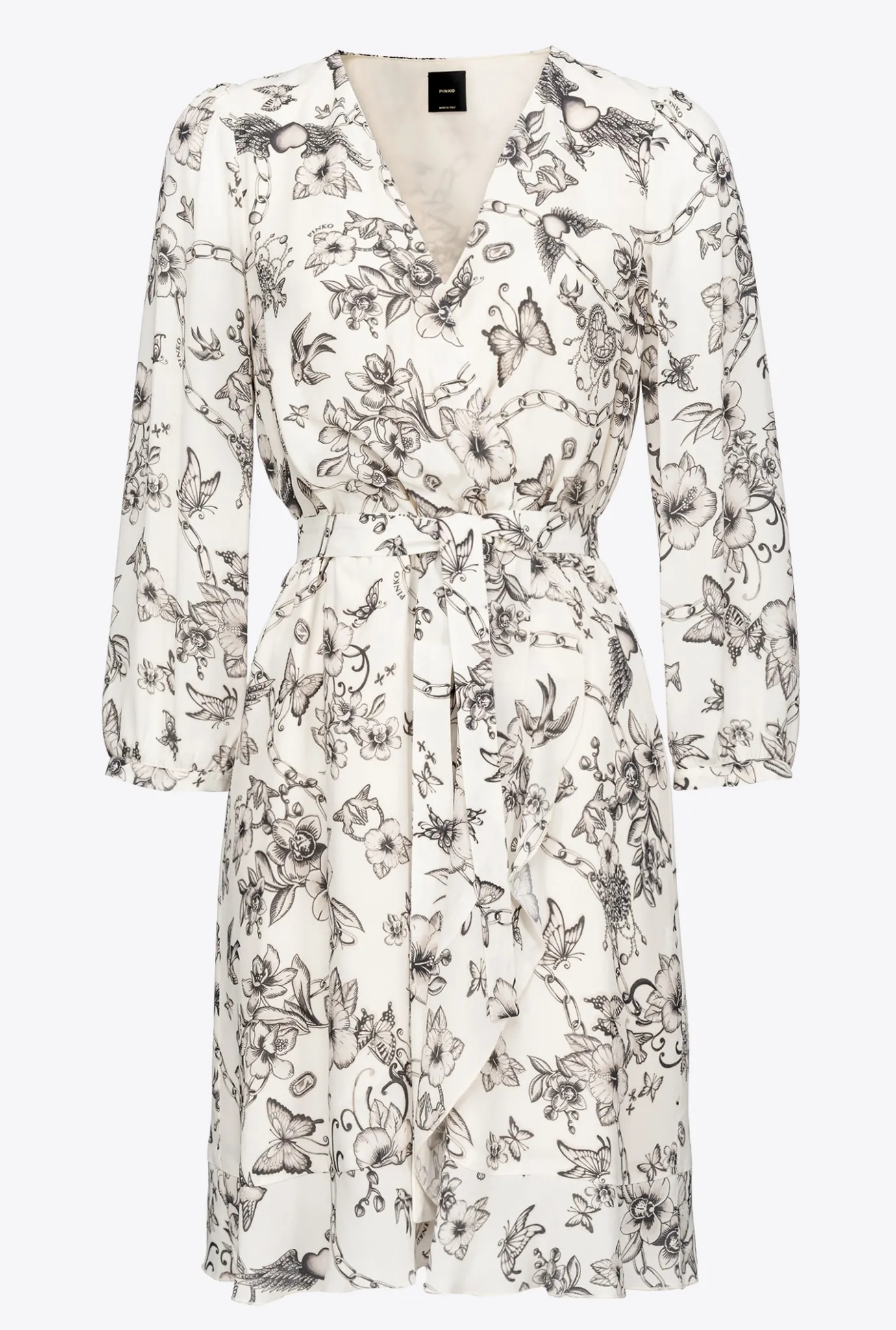 Robes|PINKO Robe Portefeuille A Imprime Tatouage Beurre/Noir