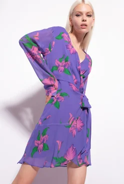 Robes|PINKO Robe Portefeuille A Imprime Iris Violet/Rose/Vert