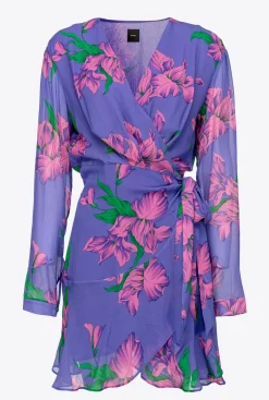 Robes|PINKO Robe Portefeuille A Imprime Iris Violet/Rose/Vert