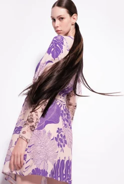 Robes|PINKO Robe Portefeuille A Imprime Tropical Nude/Violet