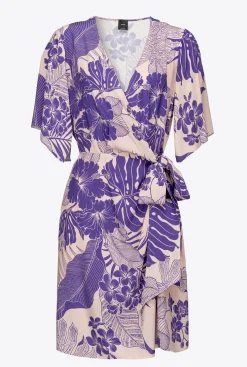Robes|PINKO Robe Portefeuille A Imprime Tropical Nude/Violet