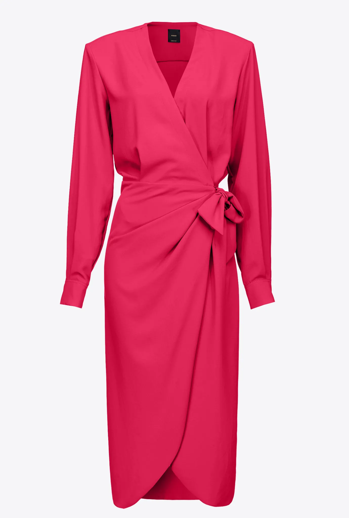 Robes|PINKO Robe Portefeuille En Crepe Fluide Rouge Framboise