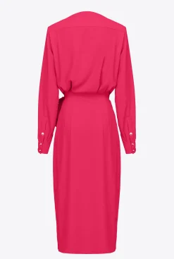 Robes|PINKO Robe Portefeuille En Crepe Fluide Rouge Framboise
