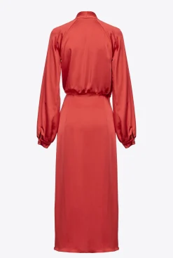 Robes|PINKO Robe Portefeuille En Satin Rouge Formule 1