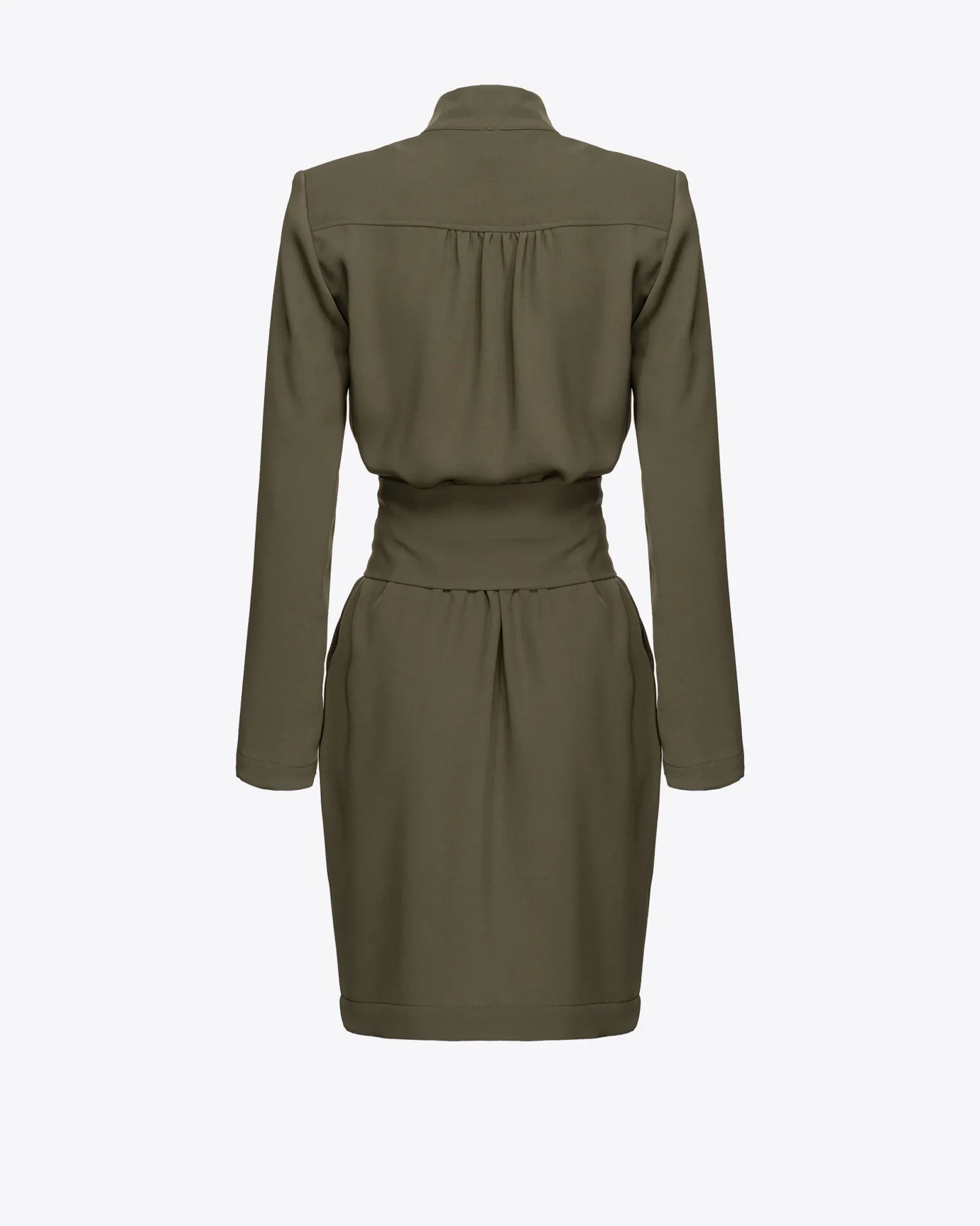 Robes|PINKO Robe Zippee Et Ceinturee Love Birds Vert Militaire