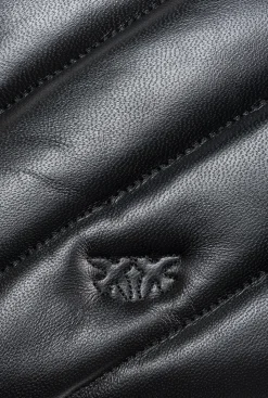 Sacs À Bandoulière|PINKO Sac A Bandoulière Flat Bag En Cuir Nappa Matelasse Noir-Vieil Or
