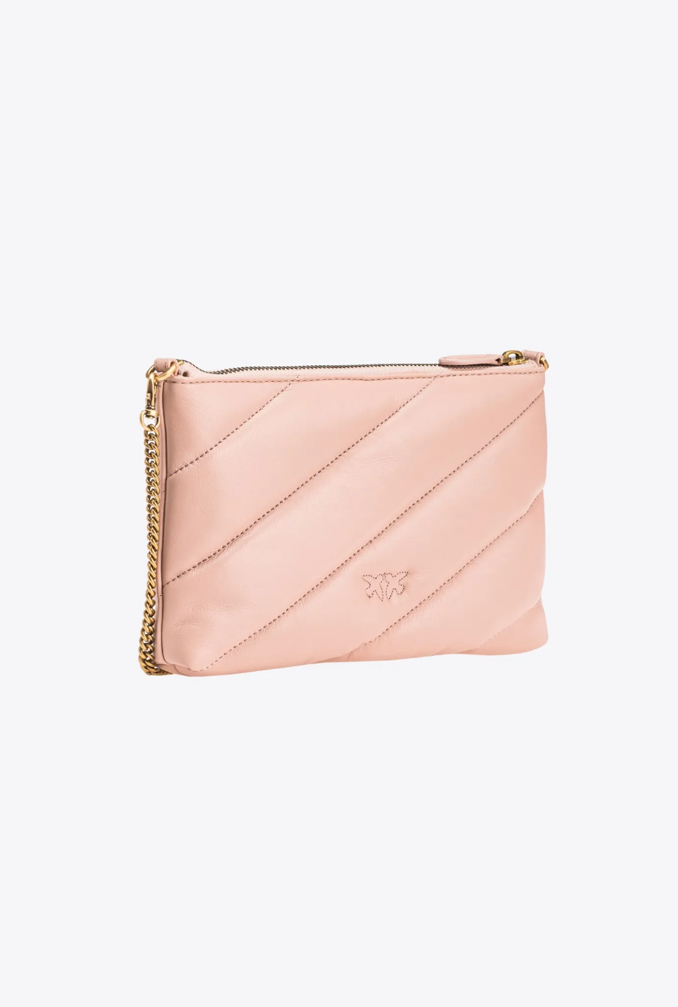 Sacs À Bandoulière|PINKO Sac A Bandoulière Flat Bag En Cuir Nappa Matelasse Rose/Rose Poudre-Or Antique