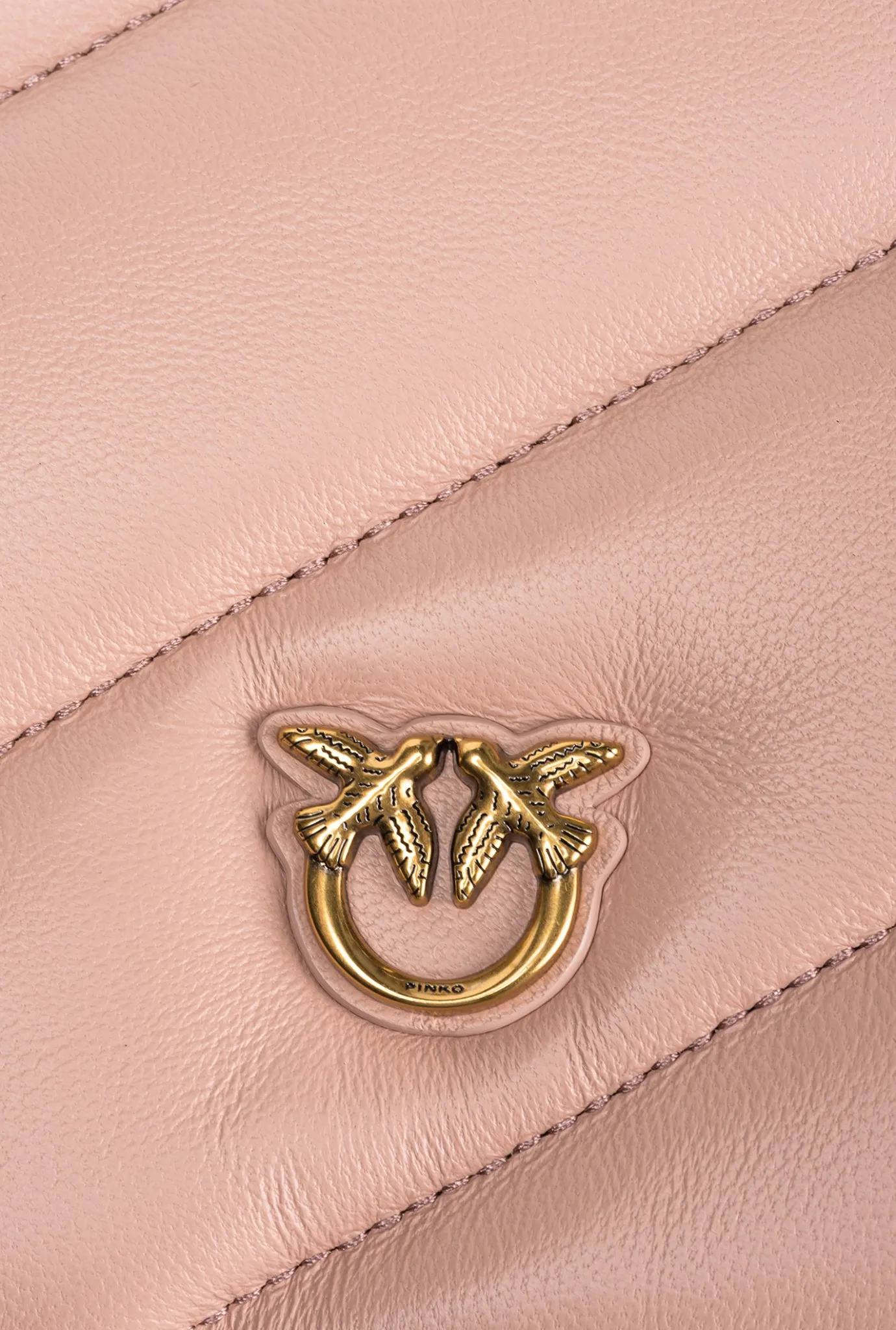 Sacs À Bandoulière|PINKO Sac A Bandoulière Flat Bag En Cuir Nappa Matelasse Rose/Rose Poudre-Or Antique
