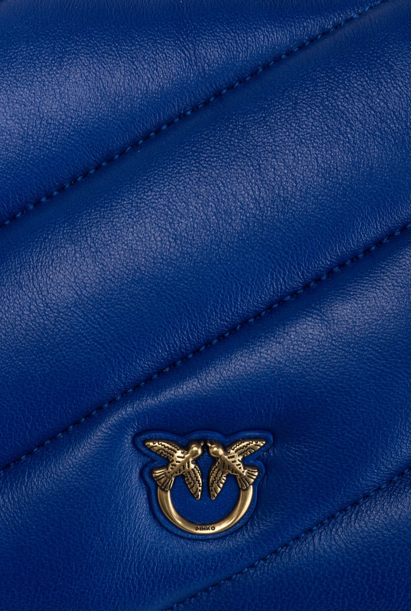 Sacs À Bandoulière|PINKO Sac A Bandoulière Flat Bag En Cuir Nappa Matelasse Bleu Clematite-Or Antique