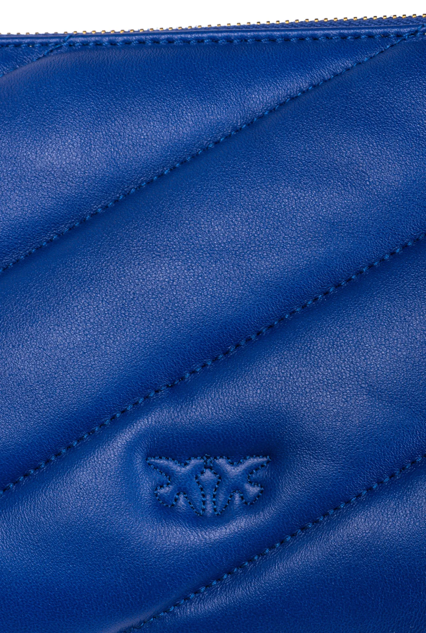 Sacs À Bandoulière|PINKO Sac A Bandoulière Flat Bag En Cuir Nappa Matelasse Bleu Clematite-Or Antique