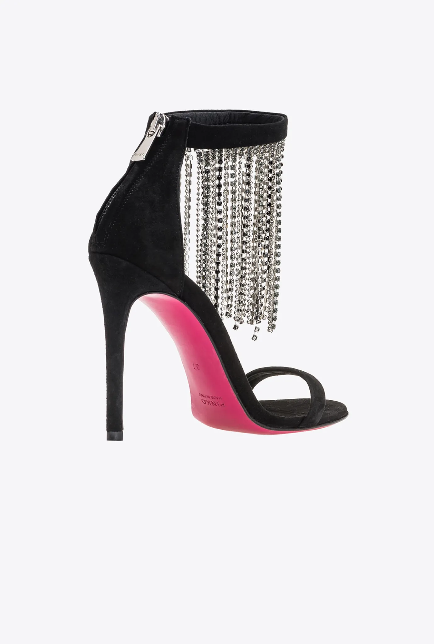 Chaussures|PINKO Sandales A Franges En Strass Noir Limousine