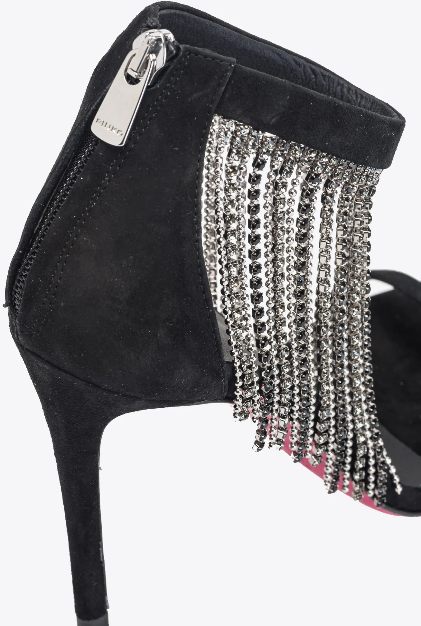 Chaussures|PINKO Sandales A Franges En Strass Noir Limousine