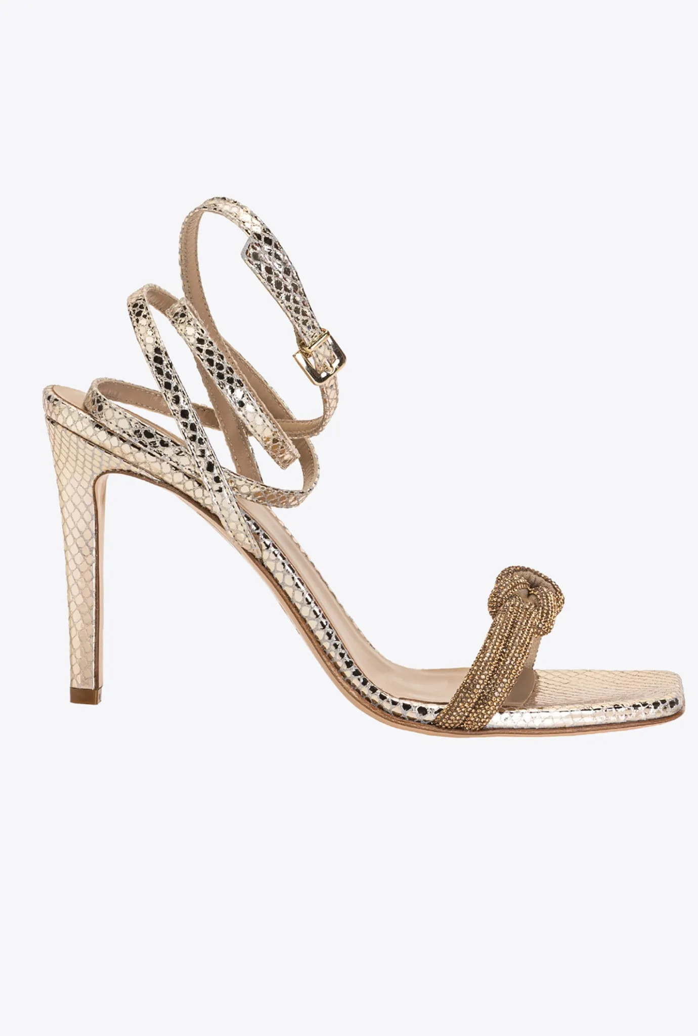 Chaussures|PINKO Sandales Avec Noeud En Strass Or