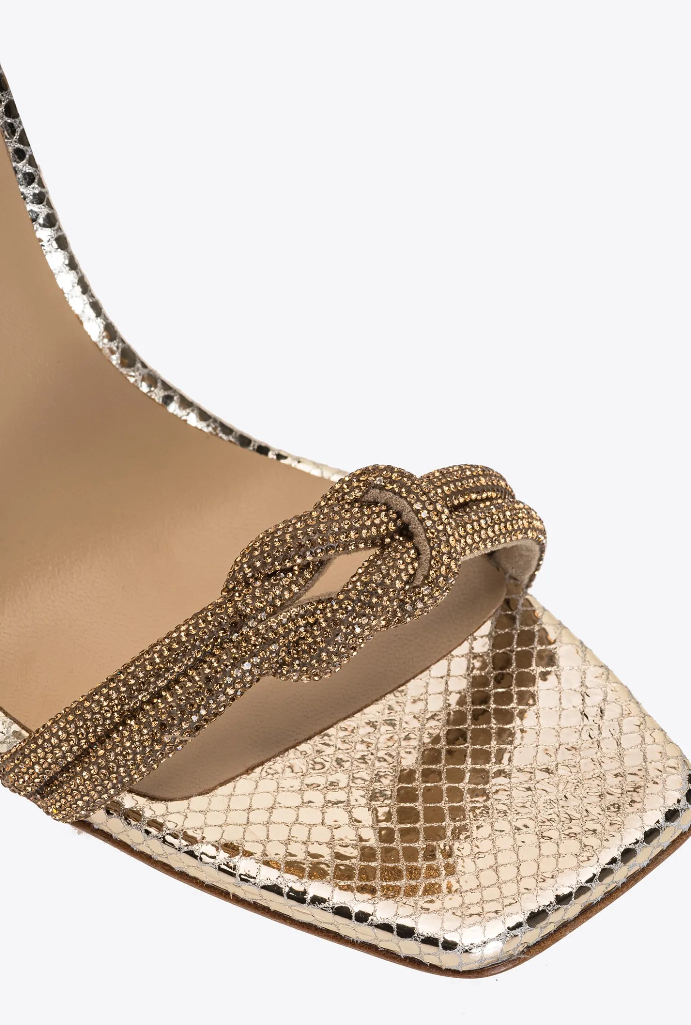 Chaussures|PINKO Sandales Avec Noeud En Strass Or