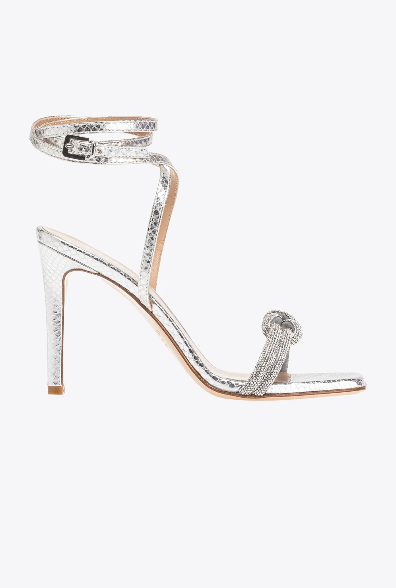 Chaussures|PINKO Sandales Avec Noeud En Strass Argent