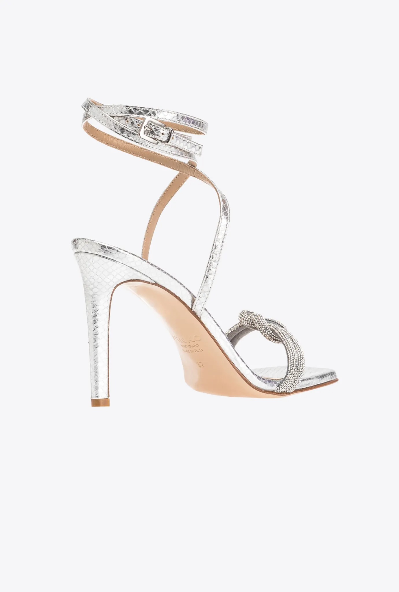 Chaussures|PINKO Sandales Avec Noeud En Strass Argent