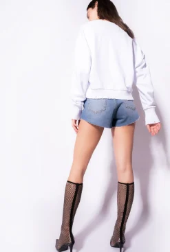 Jeans|PINKO Short A Boutons Depareilles Delavage Clair Moyen