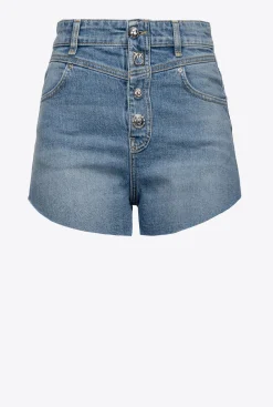 Jeans|PINKO Short A Boutons Depareilles Delavage Clair Moyen