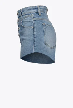Jeans|PINKO Short A Boutons Depareilles Delavage Clair Moyen