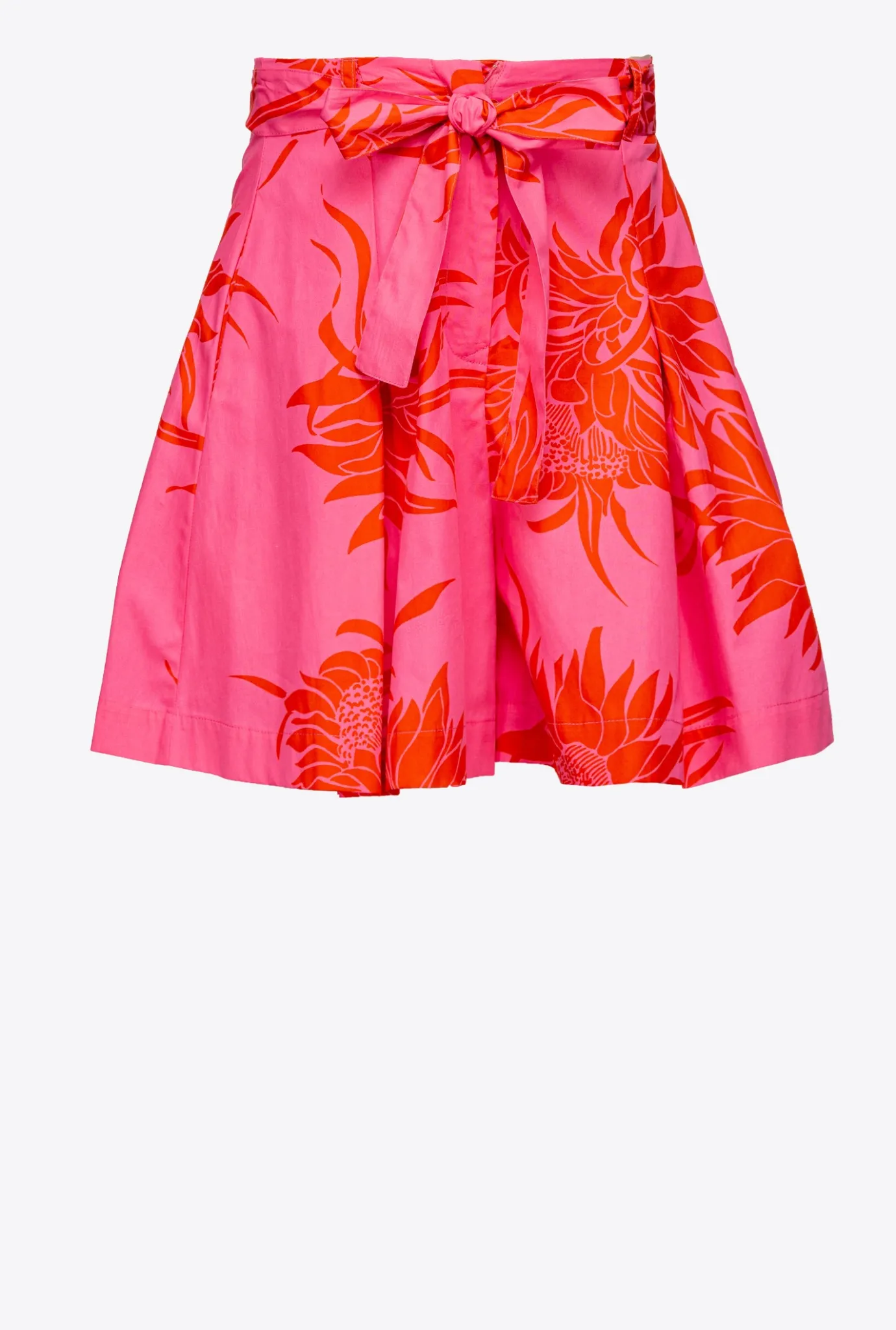 Pantalons|PINKO Short A Imprime Grande Fleur Rose/Rouge