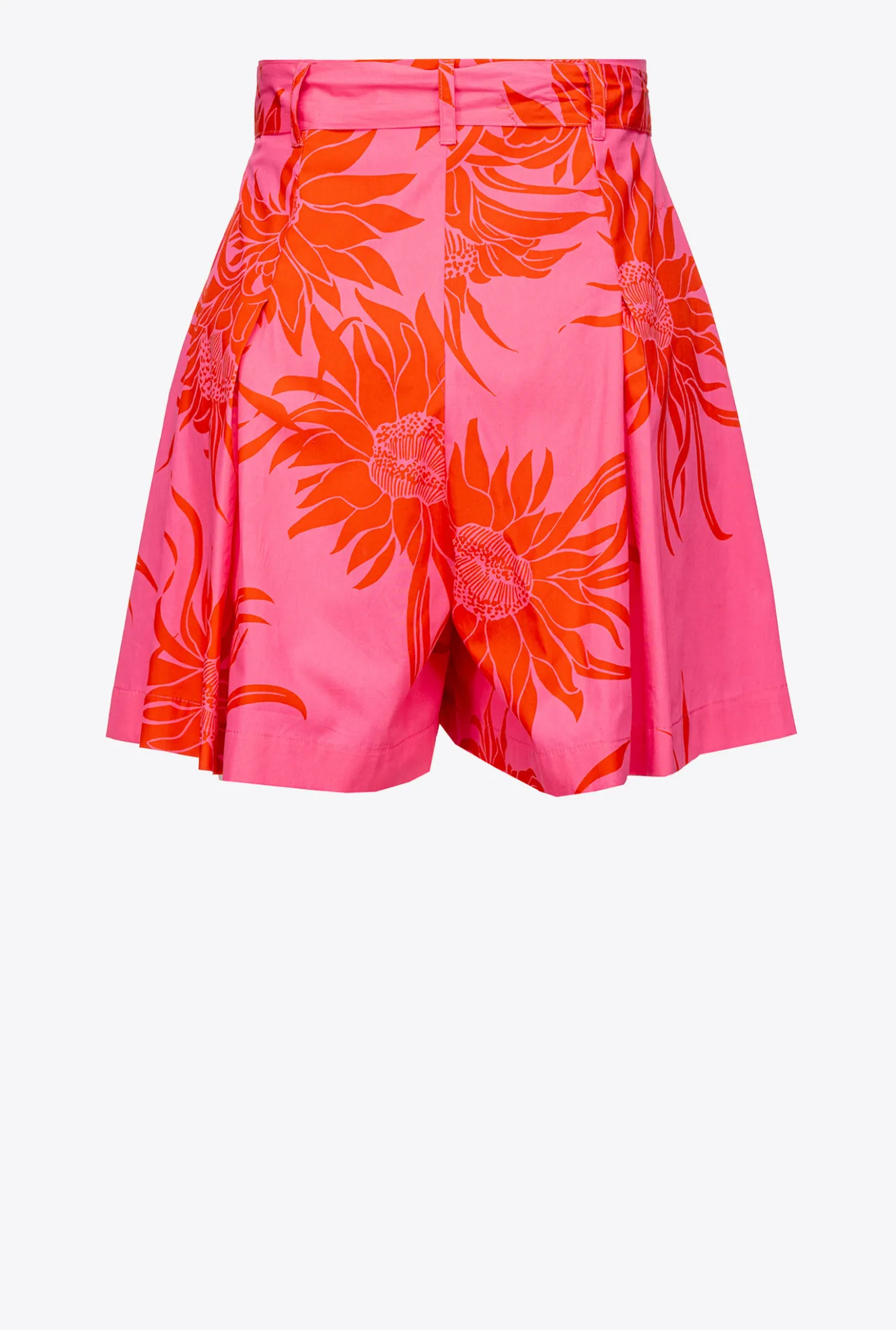 Pantalons|PINKO Short A Imprime Grande Fleur Rose/Rouge