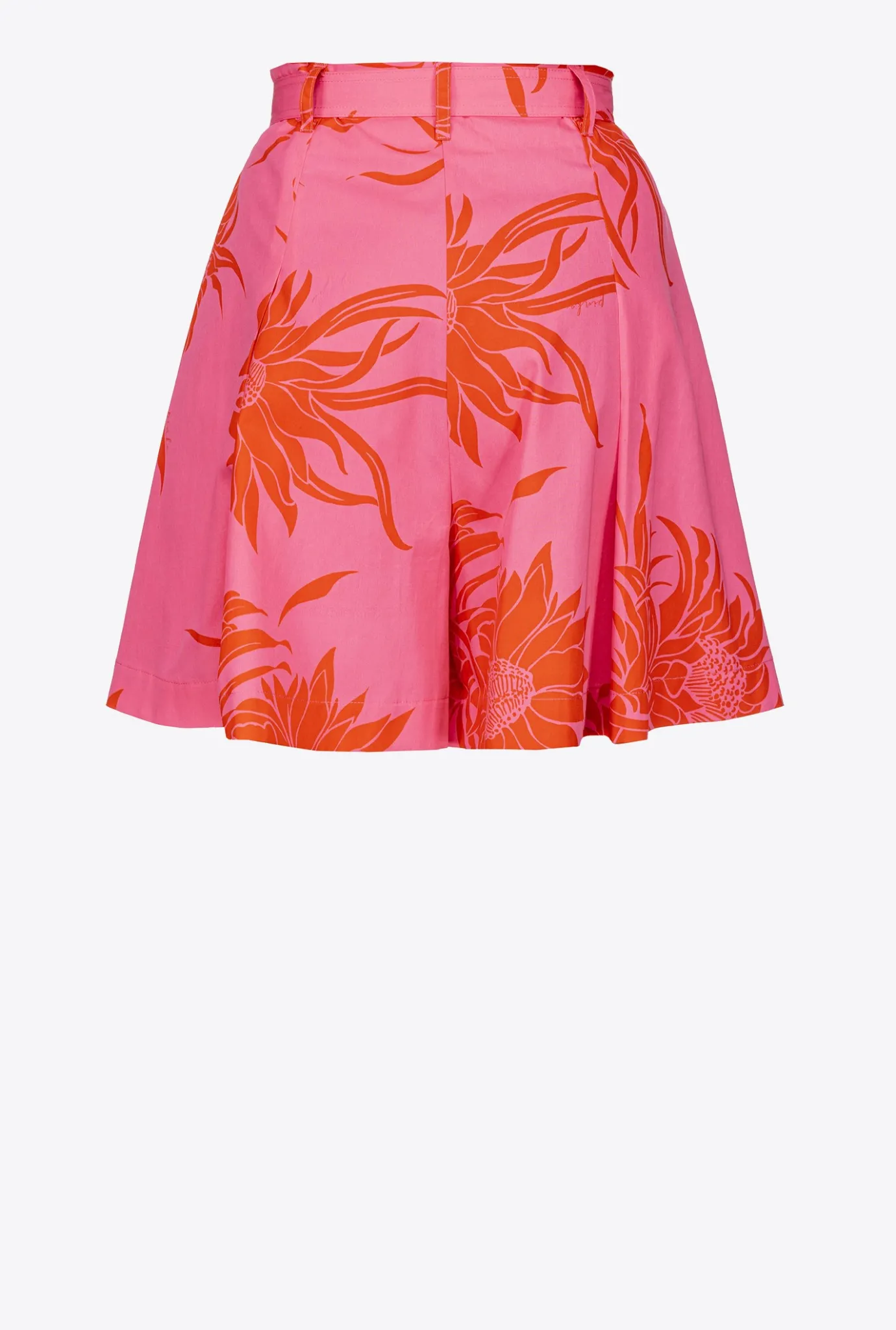 Pantalons|PINKO Short A Imprime Grande Fleur Rose/Rouge