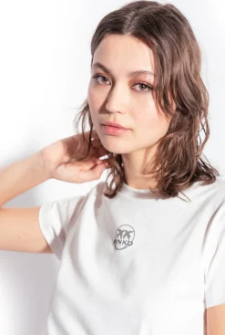 Pantalons|PINKO Short A Logo Imprime Blanc Soie