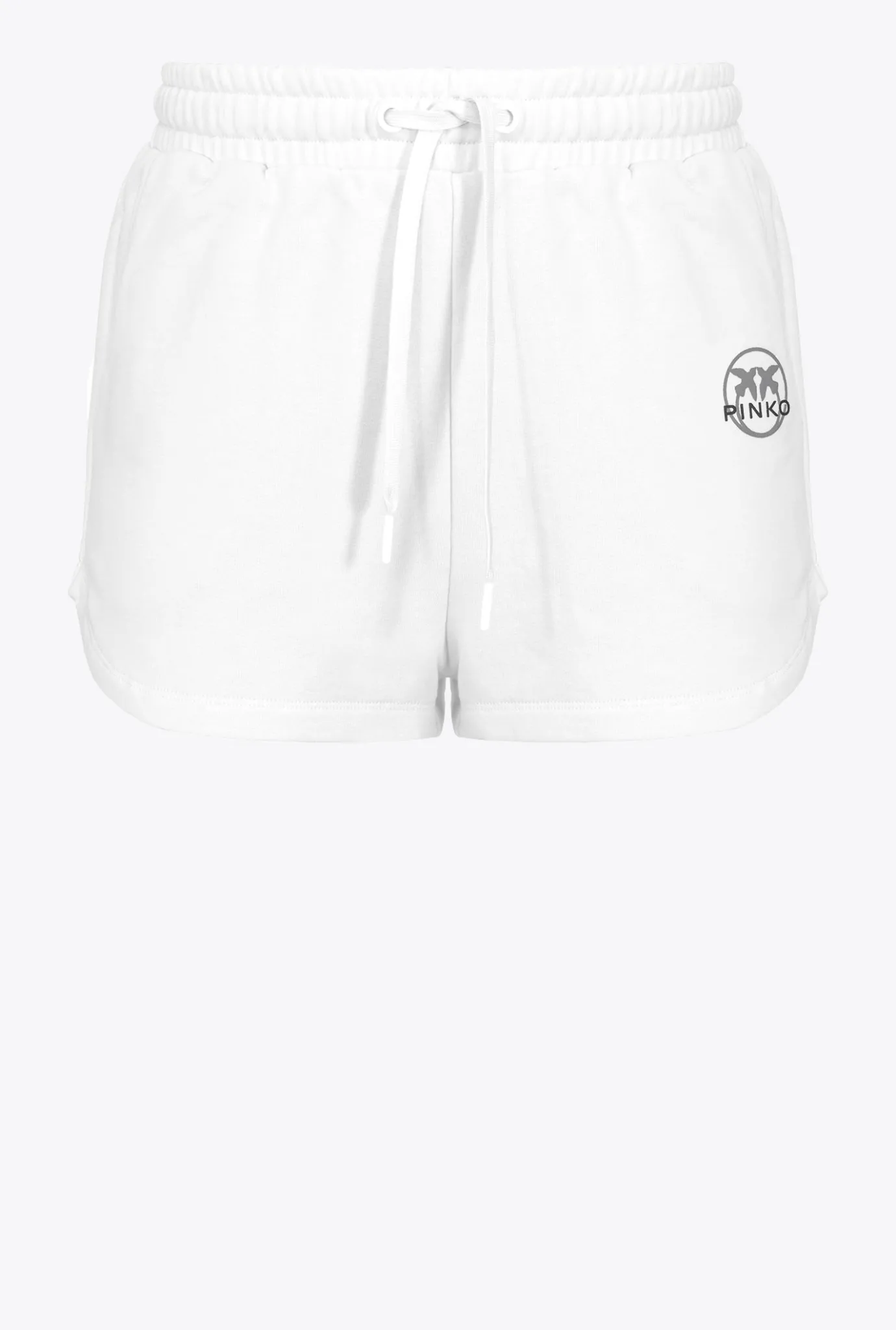 Pantalons|PINKO Short A Logo Imprime Blanc Soie