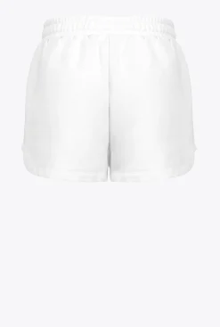 Pantalons|PINKO Short A Logo Imprime Blanc Soie