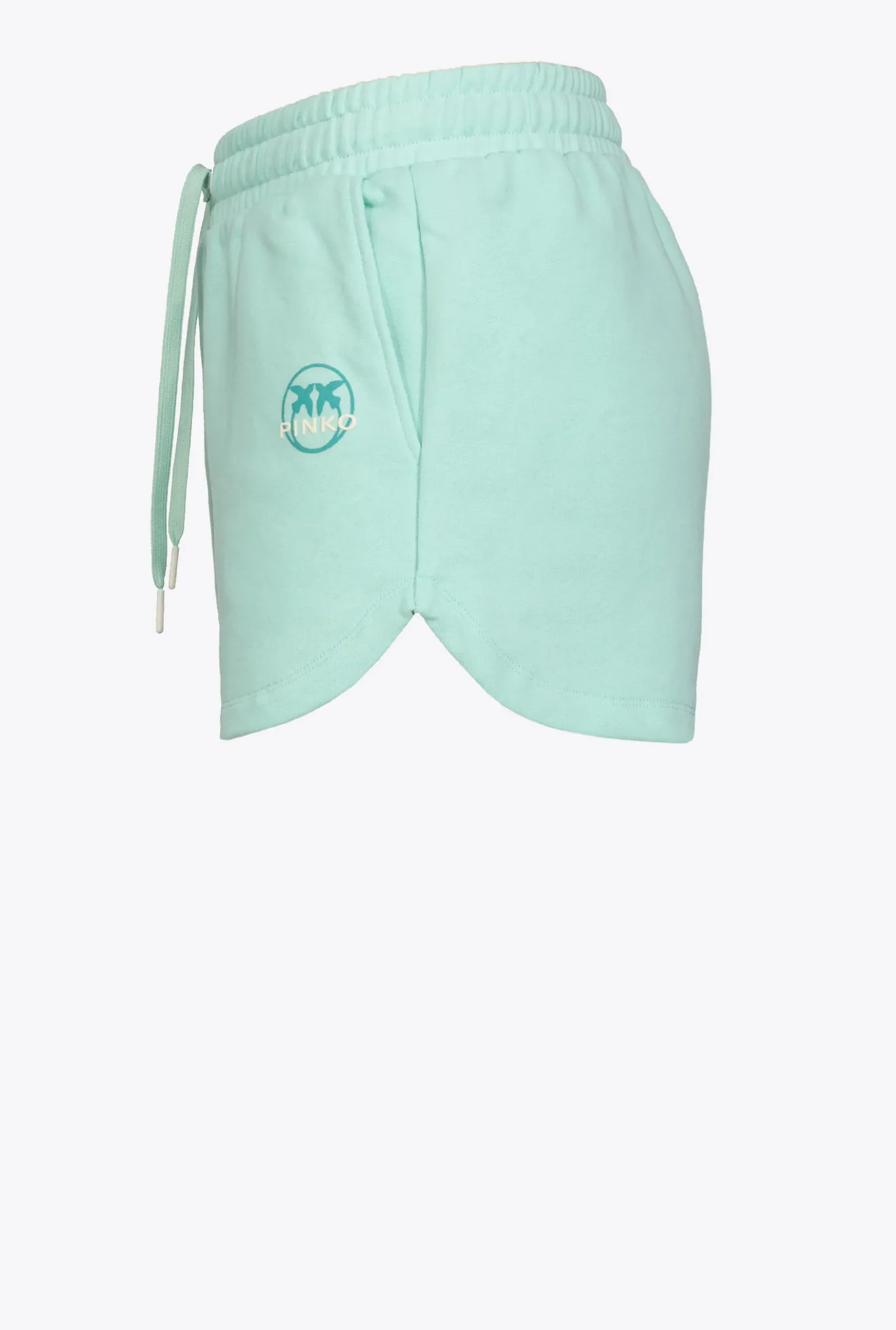 Pantalons|PINKO Short A Logo Imprime Bleu Mousseline